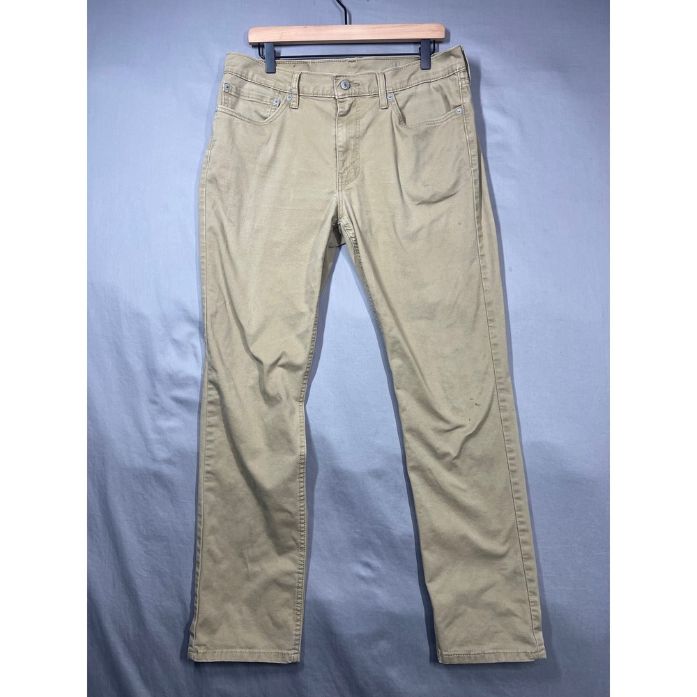 Levis 511 Slim Fit Khaki Tan Pants Mens 34x32 Cotton Blend Twill Trousers
